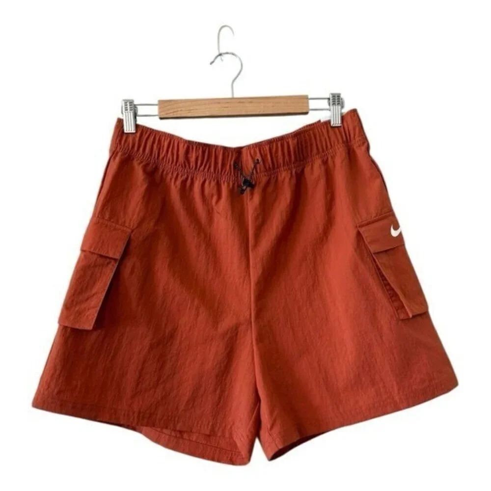 NIKE Women’s Woven High Rise Loose Fit Shorts Rust Brown NEW